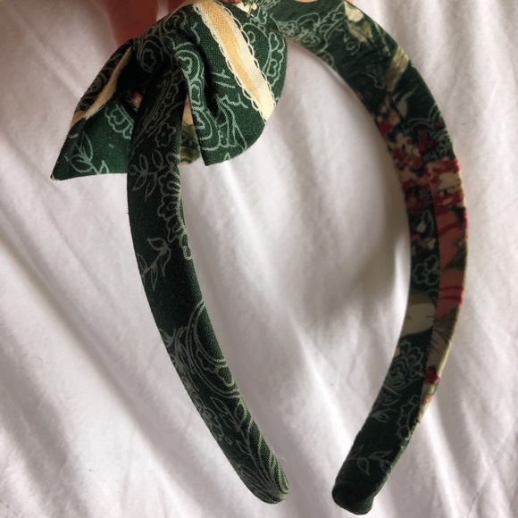 AMERICAN APPAREL Floral Green Bow Headband - Picture 4 of 10